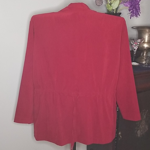 Coldwater Creek Extra Large Red Velvety Lightweight Front Zipper Jacket - Picture 3 of 5